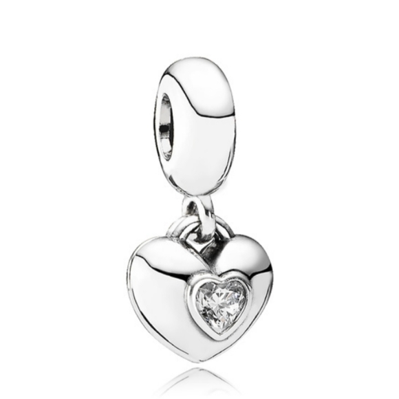 Pandora Sterling Silver You and Me Heart Dangle Charm w/ Pink Enamel 791244cz - Picture 3 of 7